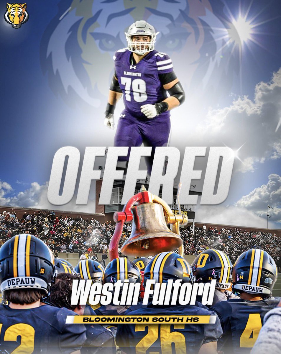 FulfordWestin's tweet photo. After a amazing visit with @qbdietz @CoachRutledge76 I am happy to receive another offer from @DePauwTigersFB. Go Tigers🐯
@bhss_football @IndianaPreps https://t.co/af8iGthROi