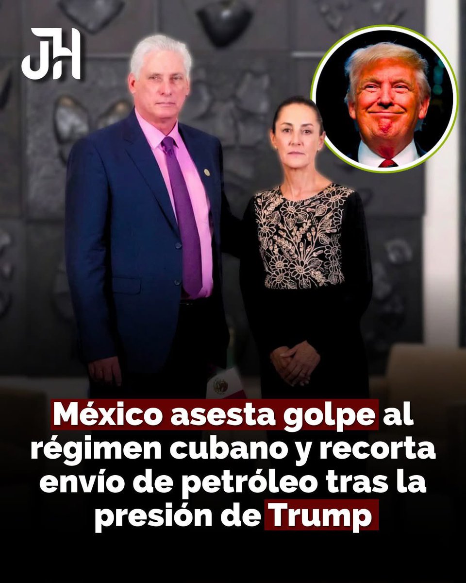 MayraDo57466678's tweet image. 🇲🇽 ¡Se le cierra el grifo petrolero a la dictadura cubana desde México! Aunque la presidenta socialista Claudia Sheinbaum jura amor eterno al régimen, las cifras no mienten: los envíos se desplomaron. De mandar 3.000 millones de dólares en combustible subsidiado, la ayuda cayó a…