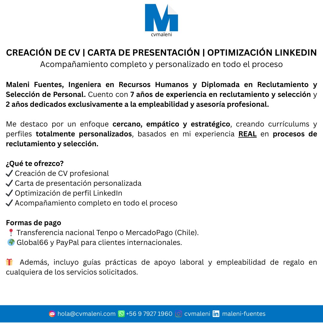 noytumama's tweet image. ¿Me ayudan con un RT, por favor? 🫶🏻 No duden en contactarme por este tweet, DM, WhatsApp (wa.me/56979271960), Instagram: instagram.com/cvmaleni y correo: hola@cvmaleni.com❤️

SU RT ES MI SUELDO, MIS HIJAS Y YO SE LO AGRADECEMOS 🥰