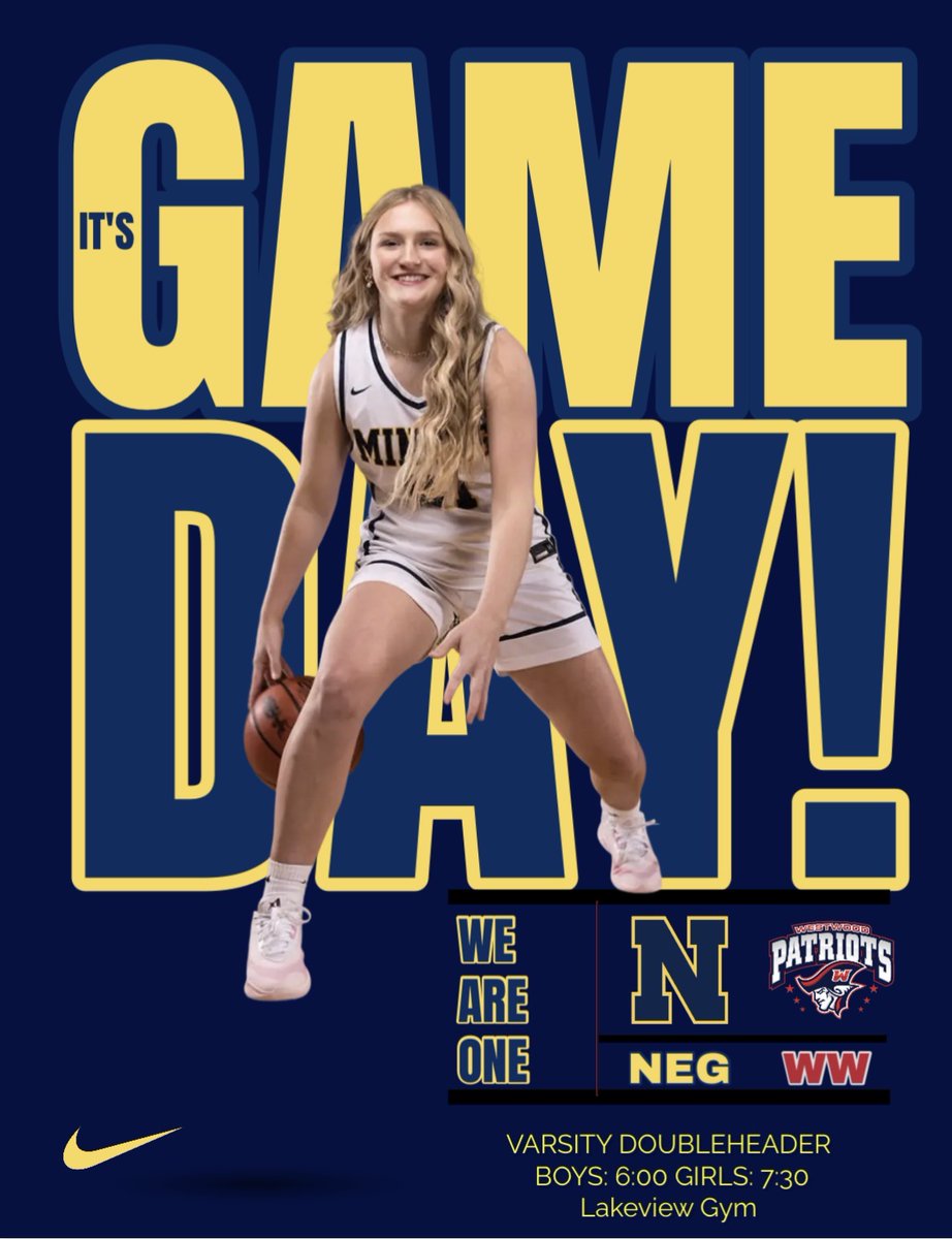 NegauneeGBB's tweet photo. Boys/Girls Doubleheader at Lakeview tonight vs. Westwood! #NegNation https://t.co/FA9IIzZ8uf
