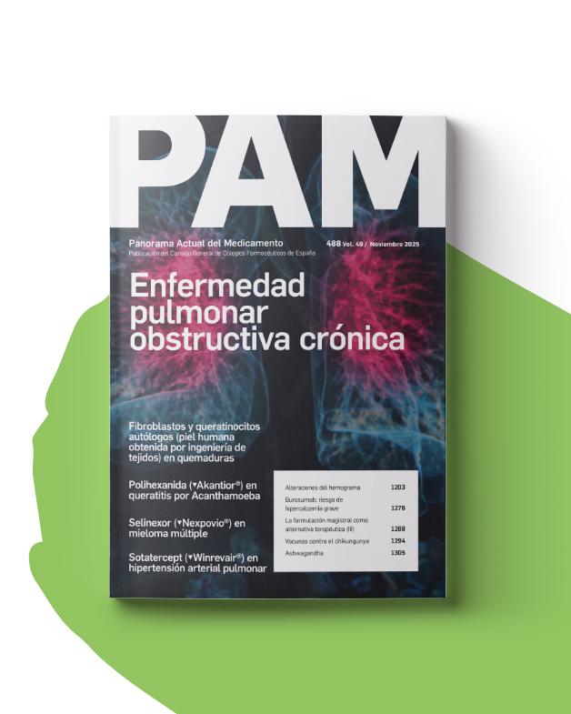 📢 ¡Ya disponible el nuevo número de Panorama Actual del Medicamento (PAM)! 📖💊

En esta edición, analizamos "Enfermedad pulmonar obstrucción crónica", un contenido clave para mantenerse actualizado en la práctica farmacéutica.

🔗 ow.ly/cEbW30sS5UB

#RevistaPAM