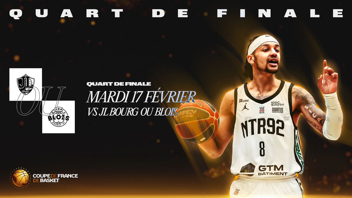 Les Nanterriens affronteront <a href="/ADABloisBasket/">🐝 ADA Blois Basket 41 🐝</a> ou la <a href="/JLBourgBasket/">JL Bourg Basket</a> en janvier pour les 1/4 de Finale de Coupe de France. 🏆🇫🇷