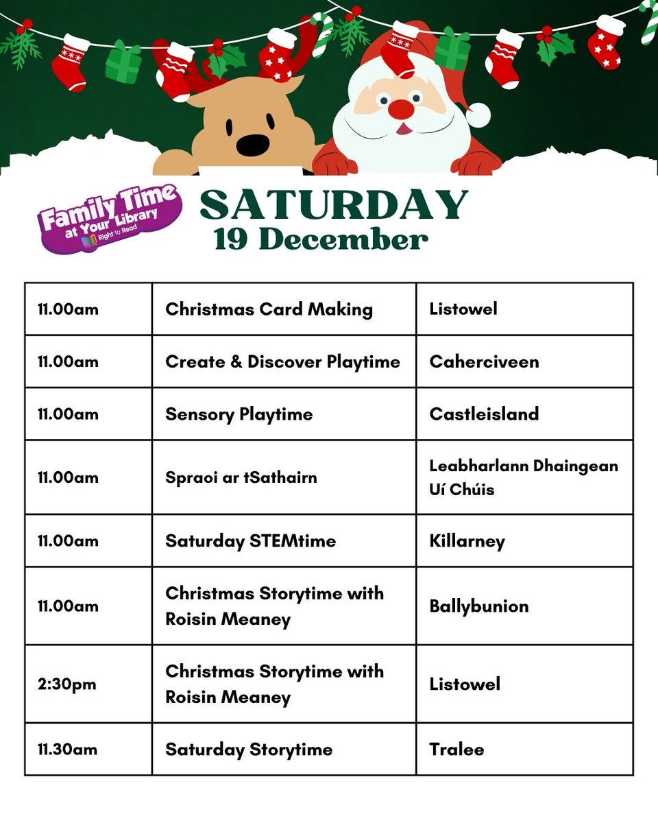 Join us tomorrow for our last Saturday of the year with storytime, play and crafts.
 #FamilyTimeAtYourLibrary