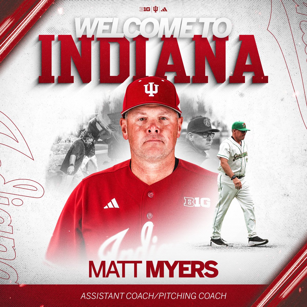 IndianaBase's tweet image. A veteran leader at every level of baseball. 👏

Welcome to Indiana, pitching coach Matt Myers!