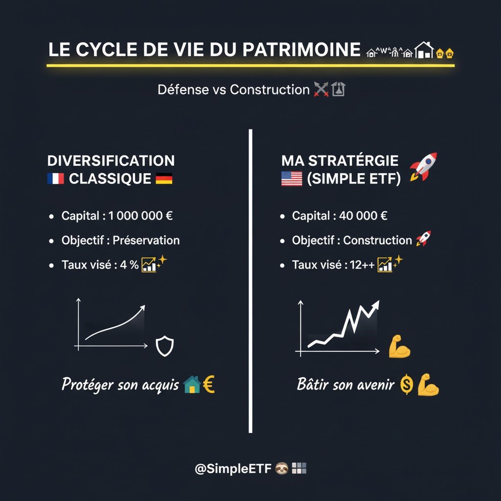SimpleETF's tweet image. La diversification est l'outil ultime de l'investisseur. Mais c'est un outil de DÉFENSE, pas d'attaque. 🛡️

On me demande souvent pourquoi je refuse de diversifier mon PEA. Est-ce que je nie l'intérêt d'un MSCI World ou d'obligations ? Absolument pas. On me parle aussi de "bulle…