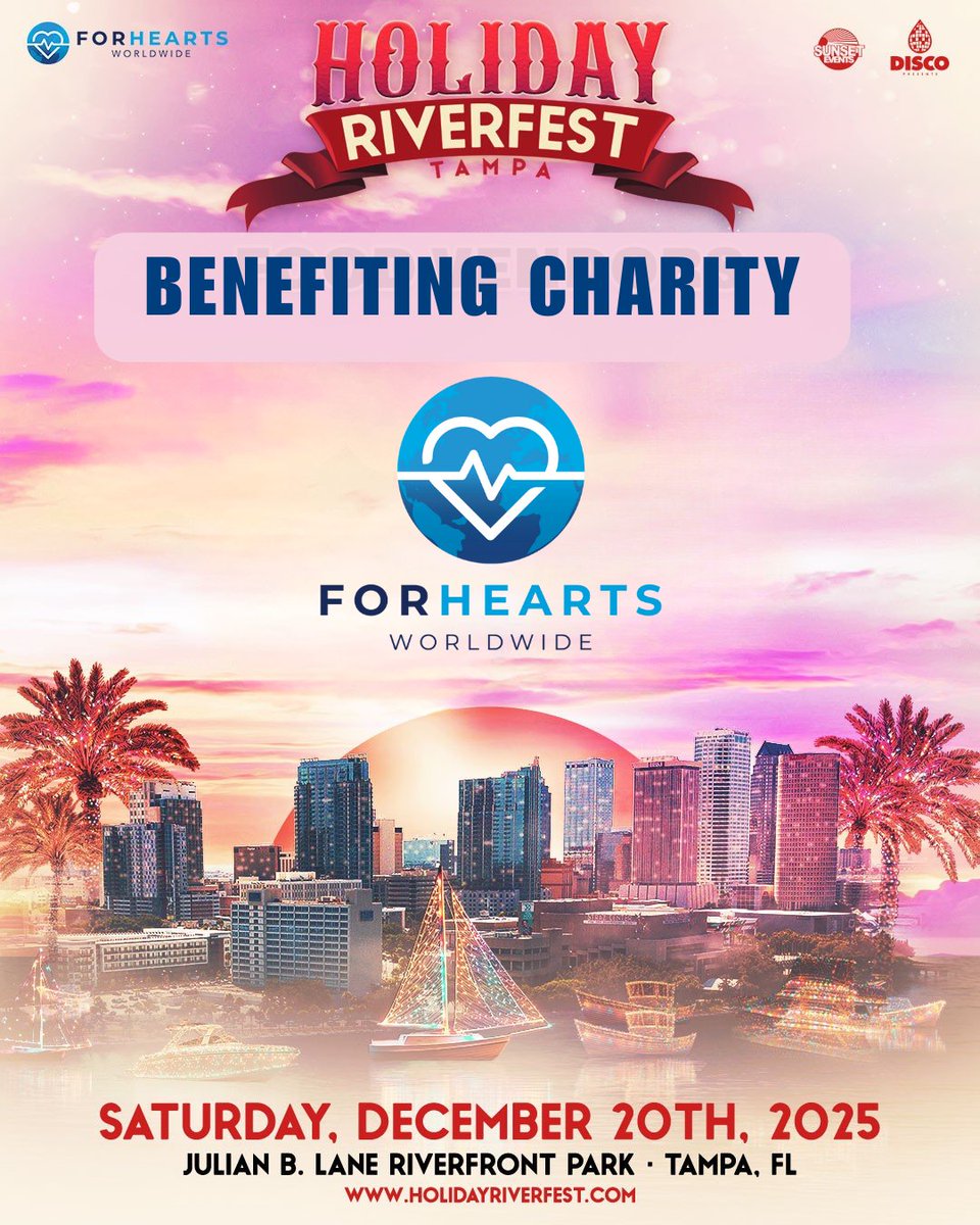 ForHeartsWW's tweet photo. Tomorrow, ForHearts Worldwide will come together at the Lane of Giving during Holiday Riverfest Tampa. 
Visit us at:
📍Julian B. Lane Riverfront Park, Tampa, FL
 🔗 Event info: https://t.co/l1YpArwQUe https://t.co/JY2ORN1K8B