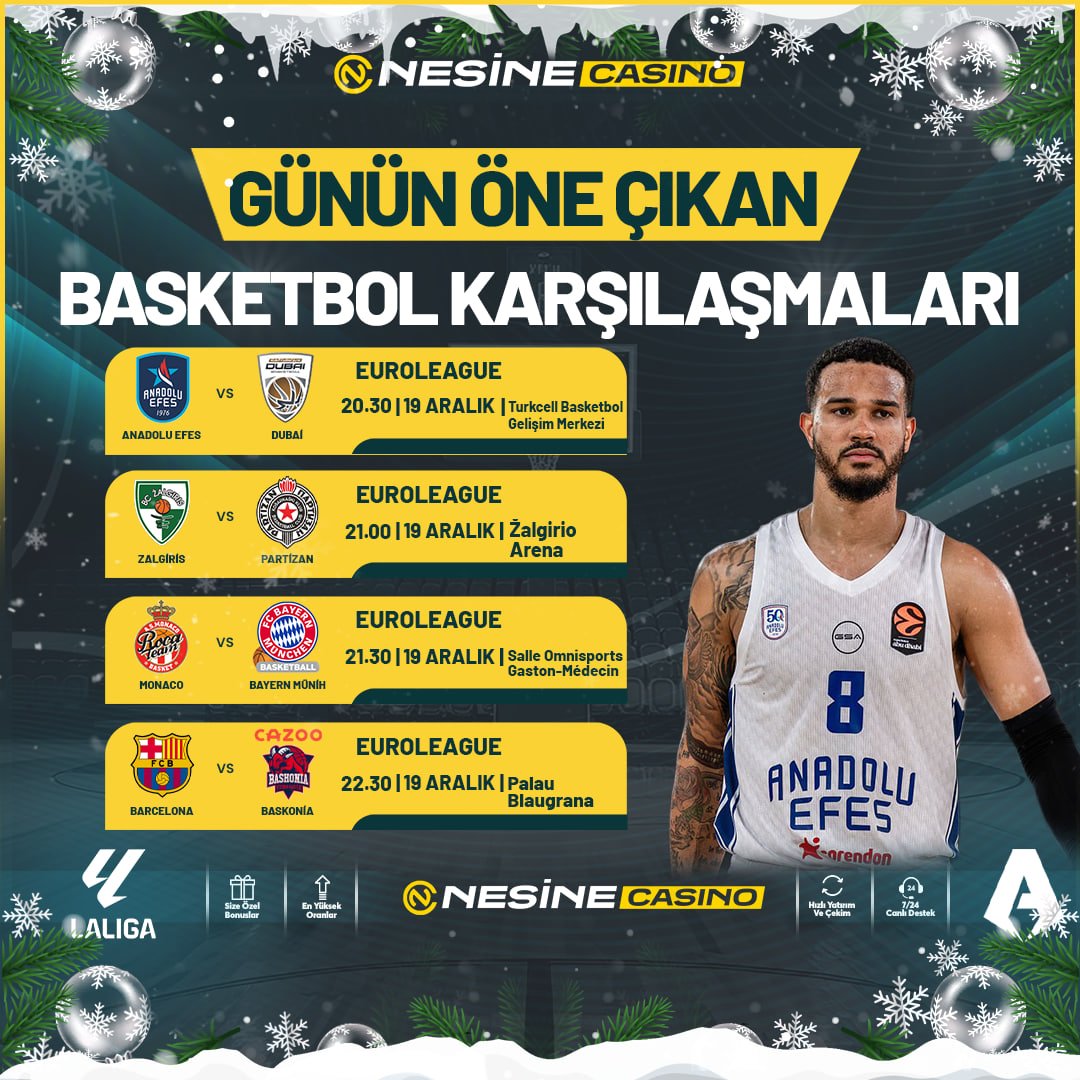 🏀Basketbol sahada, kazanç #NesineCasino 'da🏀

⛹️‍♂️Smaçlar Atılsın! Bloklar Vurulsun!

💰Euroleague'de  günün maçlarında zafer senin olsun!

🔗  Güncel Giriş (t2m.io/nesinecasinoli…)

#denemebonusuverensiteler #Slot #Casino #Spor #EuroLeague