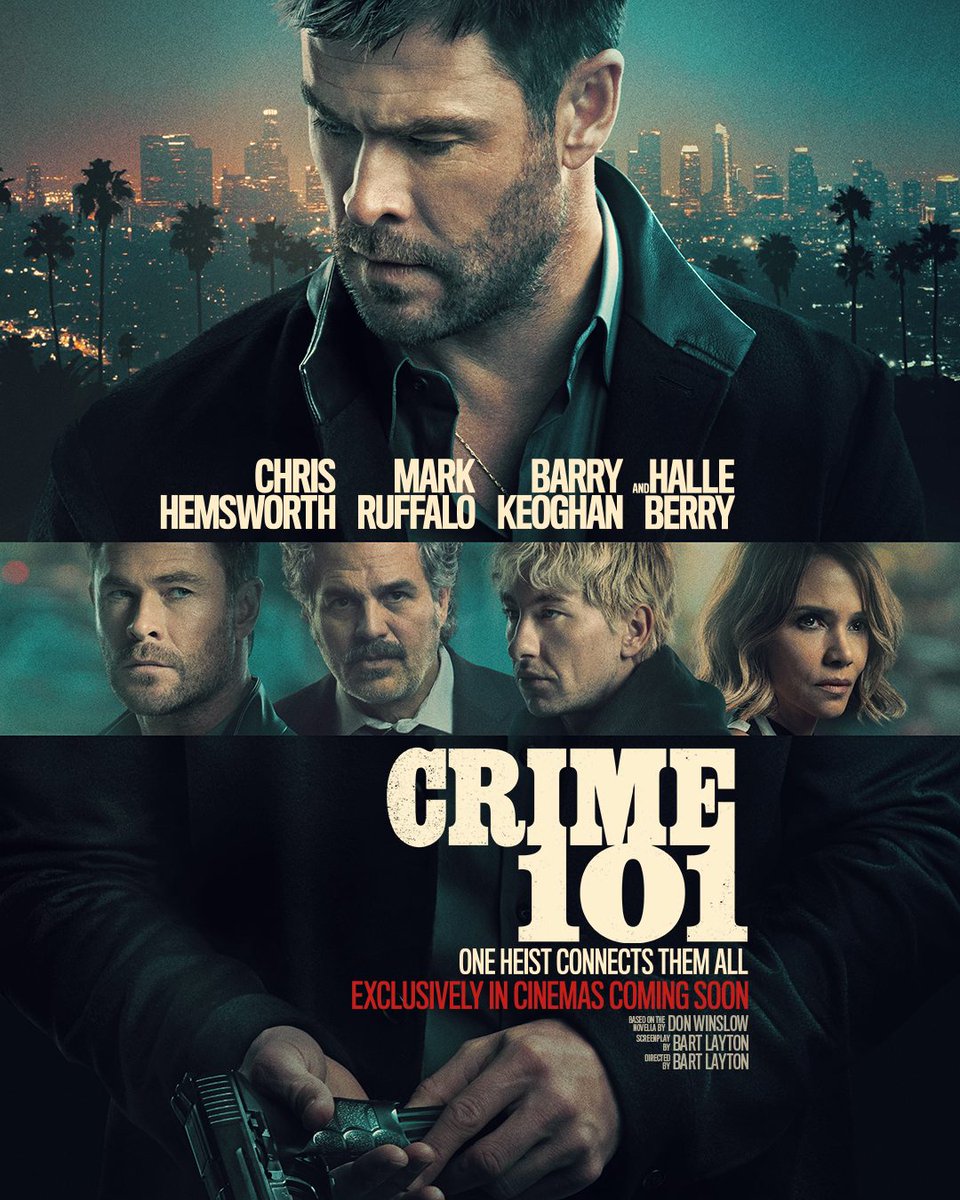 IMDb's tweet image. One heist connects them all. #Crime101 is only in theaters February 13. imdb.visitlink.me/CztyW8