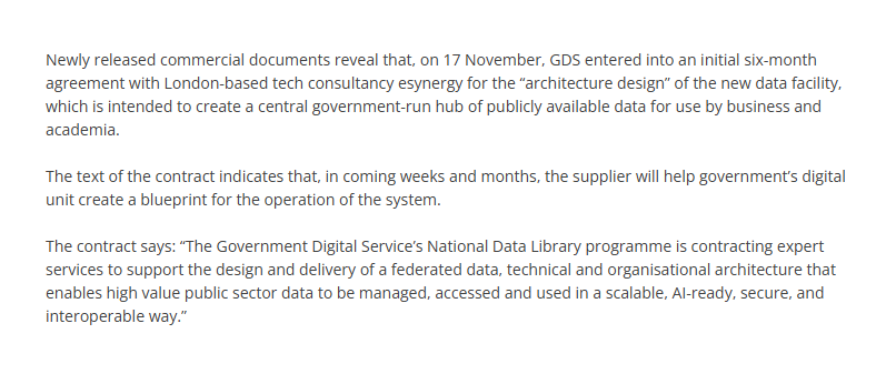 owenboswarva's tweet image. UK Government signs £650k deal for design of National Data Library publictechnology.net/2025/12/19/edu…

Notice of contract award to esynergy Solutions Limited:

National Data Library Data Architecture Design contractsfinder.service.gov.uk/notice/1484d5f… 

#govtech #datasharing #datapolicy