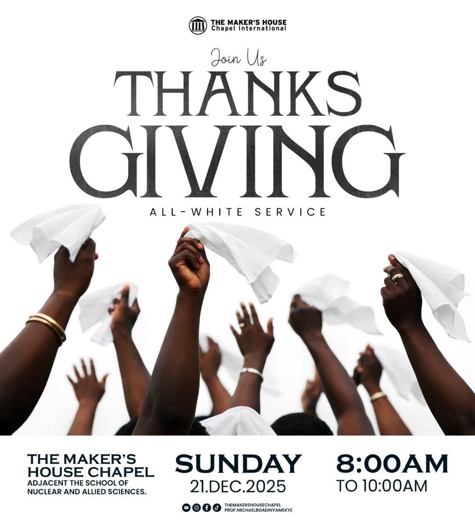 themakershouse's tweet image. Celebrate God’s goodness with us at our Annual Thanksgiving Service on December 21st at 8:00 AM.
As we reflect on His faithfulness, we invite everyone to wear white to honor this special moment.

#WeAreTMH
#thanksgiving
#Sunday