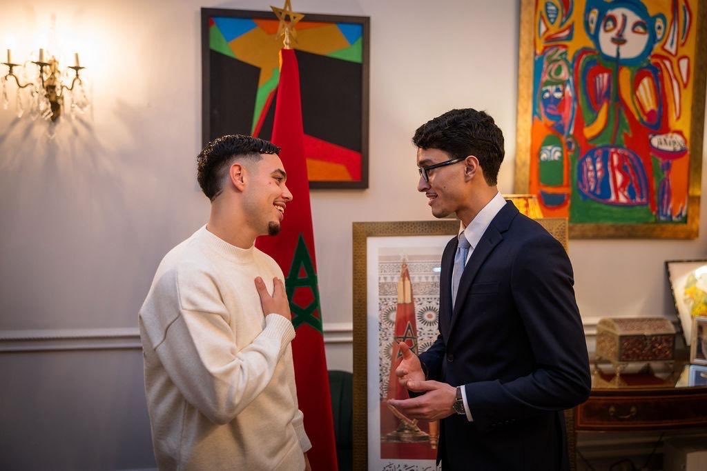 MOROCCOinUK's tweet image. Nice surprise visit from Morocco’s U-20 World Champion Othmane Maamma, during the event, U-20 Golden Ball 2025 and @CAF_Online Young Player, who plays at Watford FC in the UK 🇲🇦🇬🇧