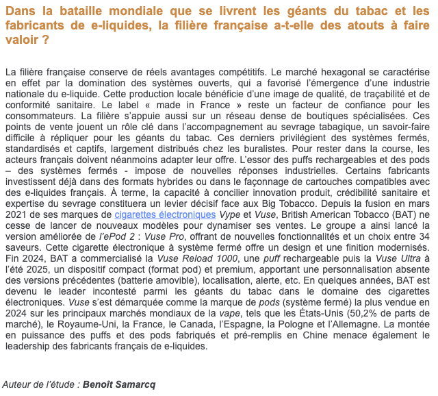 ,       . Interview du directeur de la nouvelle tude sur  le march de la vape, intitul :    ...