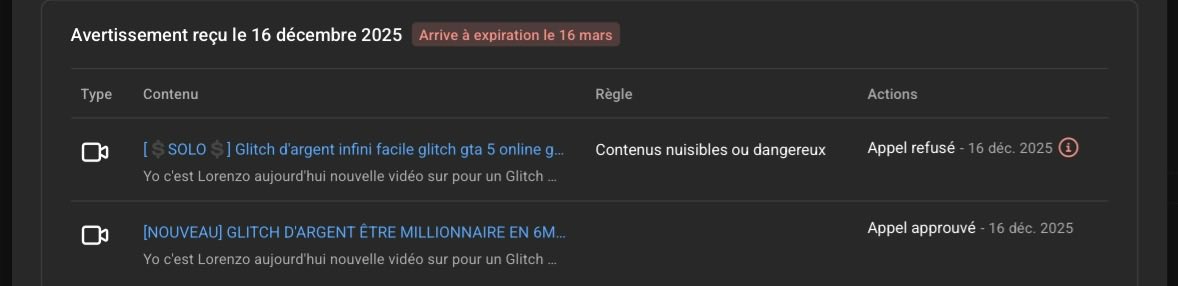 BALDYGROUP's tweet image. @TeamYouTube une chaîne YouTube dont nous gérons a reçu un avertissement. 

Une vidéo a été approuvée l’autre refusé.. pourtant ce sont les même vidéos, même description rien a été changer.

Est-ce que vous êtes cohérent dans vos équipes ? Possible de vraiment vérifier ?