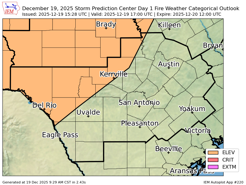 ScannerAtx's tweet image. #SPC issues Day 1 Elevated Fire Weather Risk at Dec 19, 15:28z for EWX spc.noaa.gov/products/fire_…