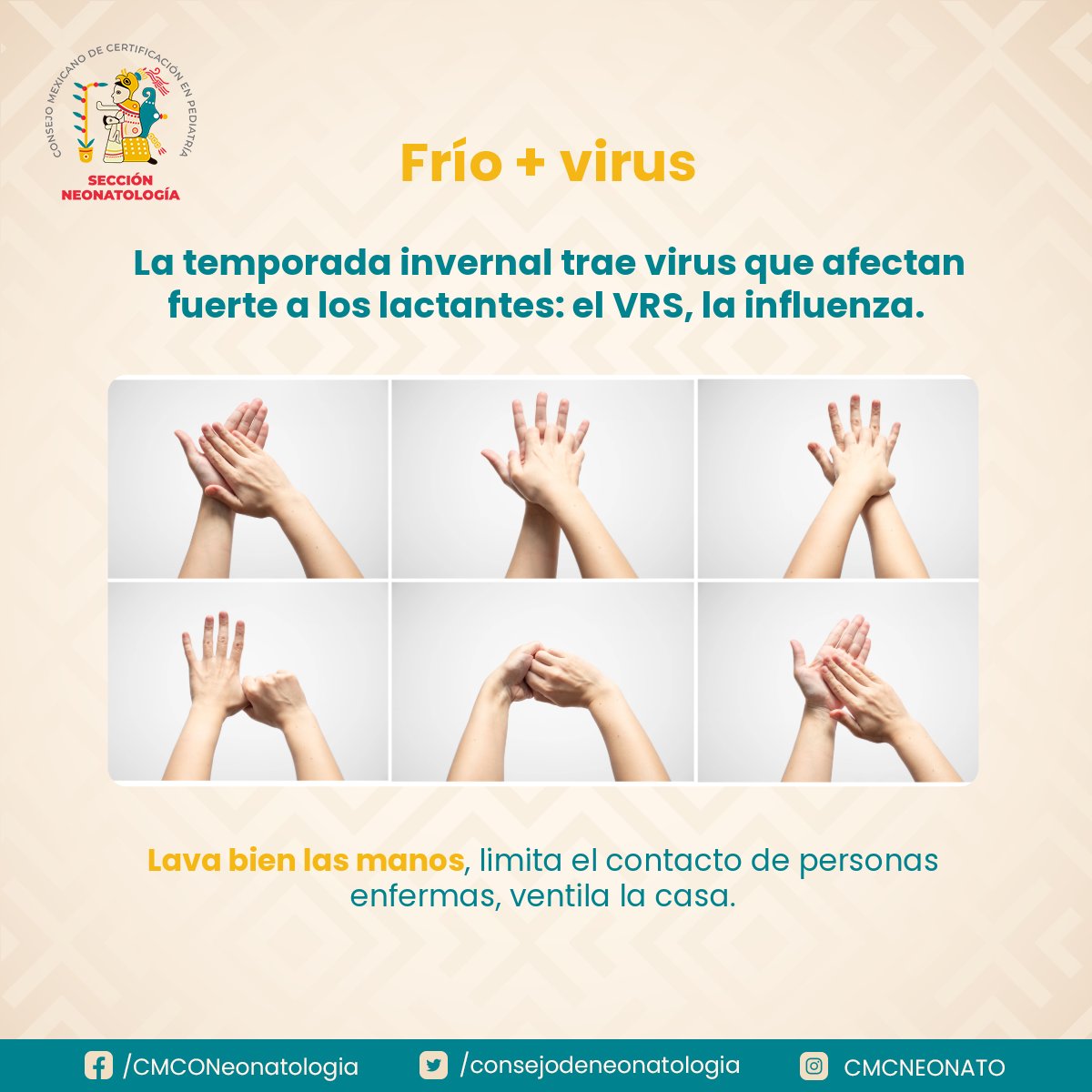 🧼 La temporada invernal trae virus que afectan fuerte a los lactantes: el VRS, la influenza. Lava bien las manos, limita el contacto de personas enfermas, ventila la casa. Cada gesto cuenta para protegerlo.