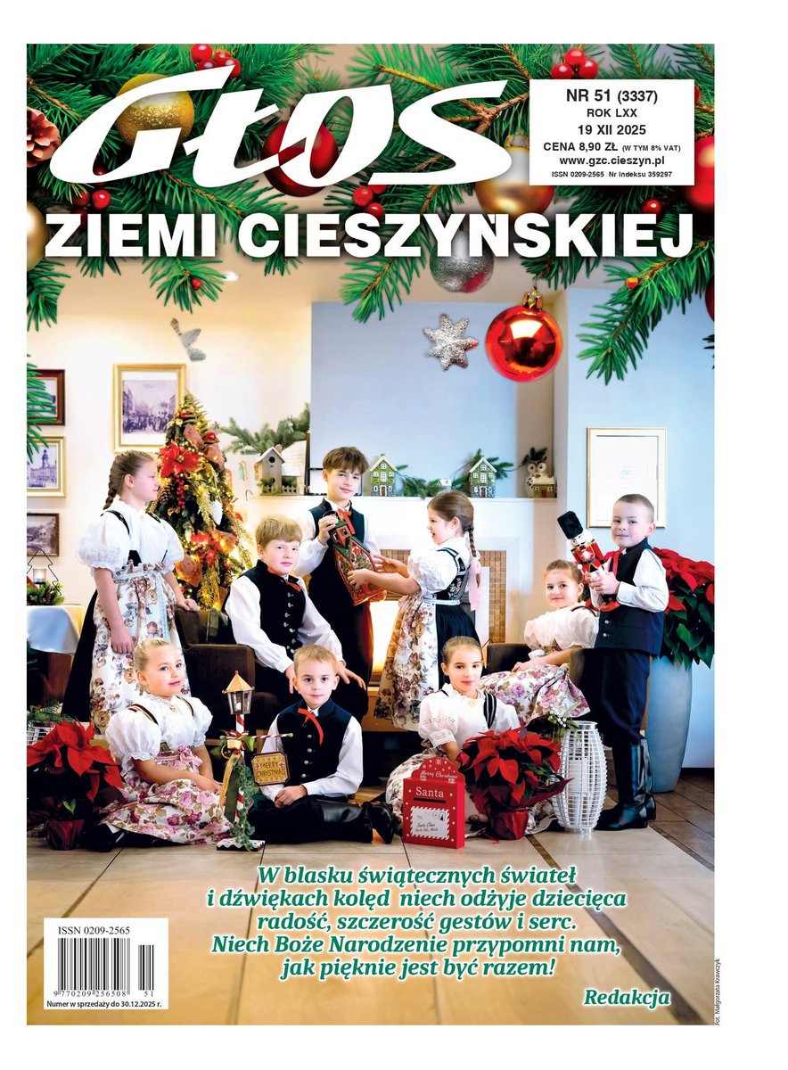 Jest i on! Świąteczny numer "Głosu Ziemi Cieszyńskiej"! Cieszymy się jak dzieci - a może raczej wraz z dziećmi z Zespół Pieśni i Tańca Ziemi Cieszyńskiej im. J. Marcinkowej, które zdobią okładkę - że mogliśmy przygotować dla Was podwójny numer pełen ciekawych materiałów.