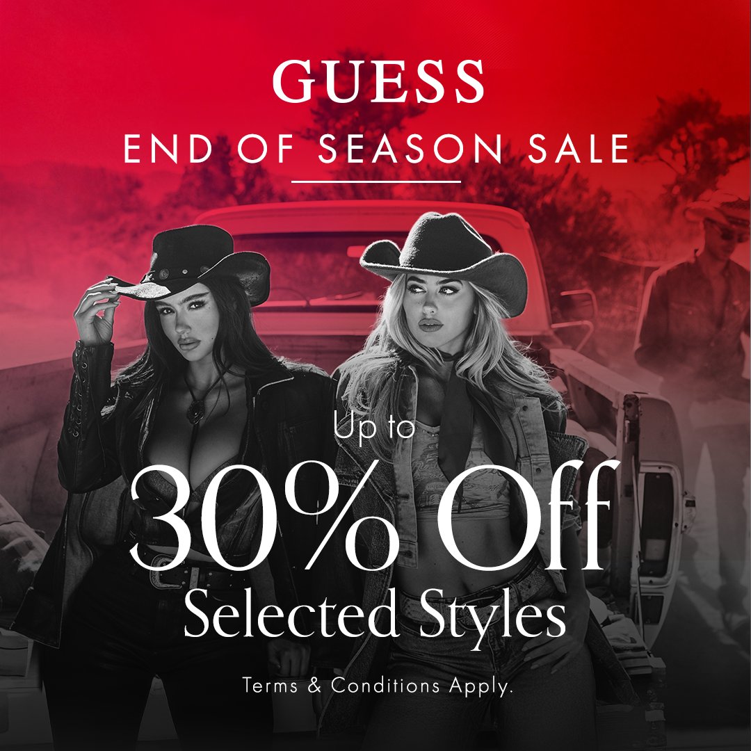A curation of elegance on sale, up to 30% off selected styles #LoveGUESS
Shop at <a href="/GUESS/">GUESS</a>  . Limited time only. Valid on selected styles. Terms &amp; conditions apply