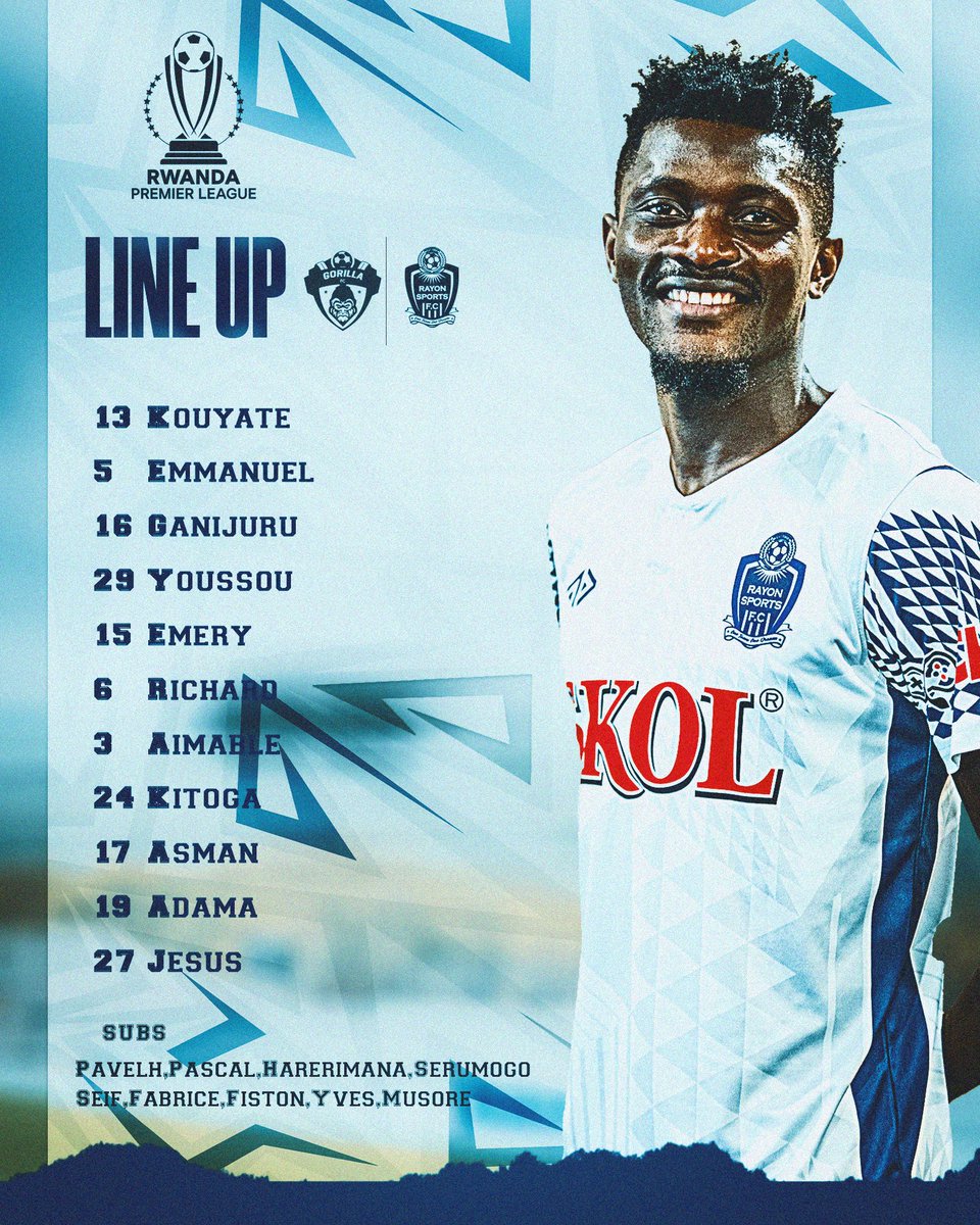 rayon_sports's tweet photo. #RPL || #GORRAY
Asman NDIKUMANA returns to the starting line-up for tonight’s game. 🔵⚪️
#Gikundiro https://t.co/vb6btCe6CY