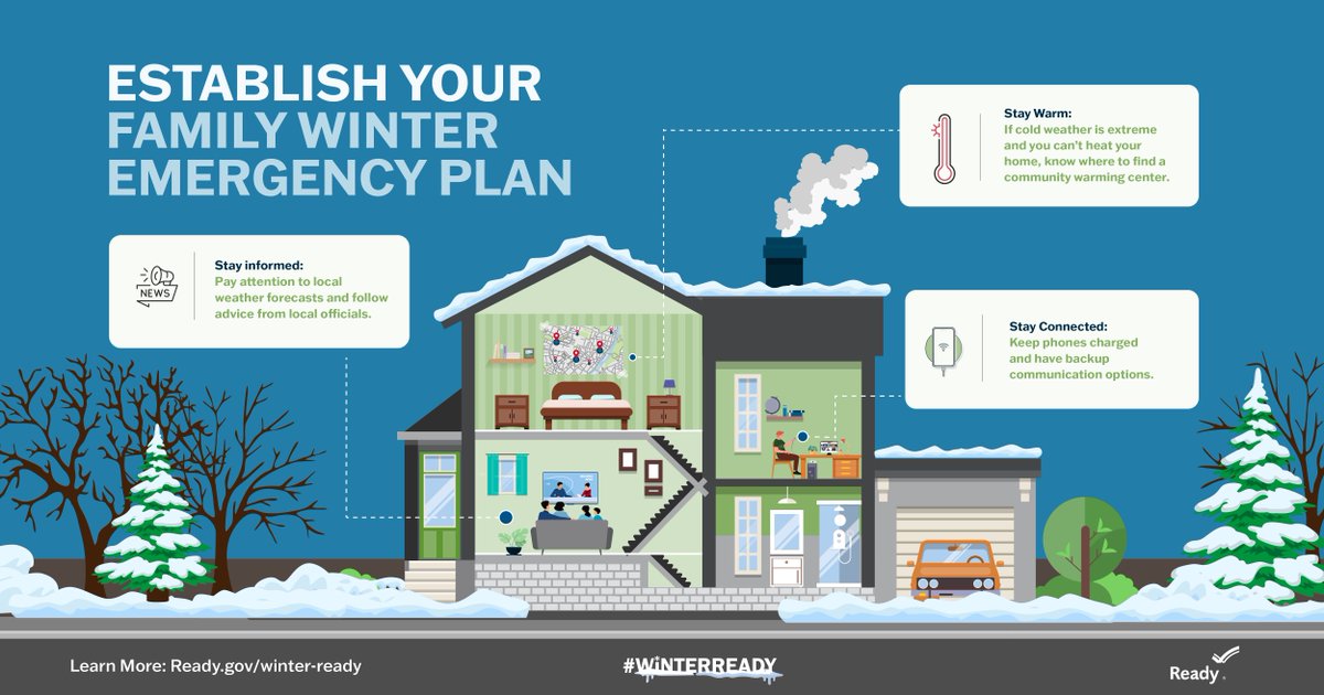 Severe winter weather from the Northwest to the Great Lakes and Northeast reminds us on the importance of being prepared. Make sure you and your loved ones have a plan in case winter weather interrupts travel, communication, or heating. Find tips at ready.gov/winter-ready.