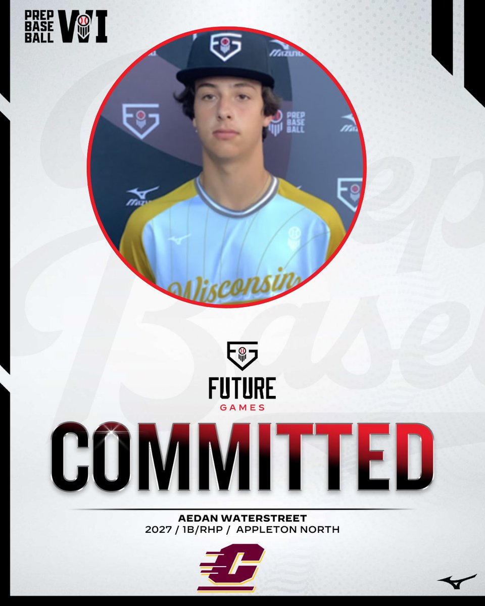 RHP/INF Aedan Waterstreet (Appleton North, 2027) commits to Central Michigan. 

The No. 25 ranked player in the state represented #TeamWisconsin at the #PBFG25. 

(<a href="/CMUBaseball/">Central Michigan Baseball</a> | <a href="/ANorth_Baseball/">Lightning Baseball</a>)

👤: loom.ly/nuiFFvk