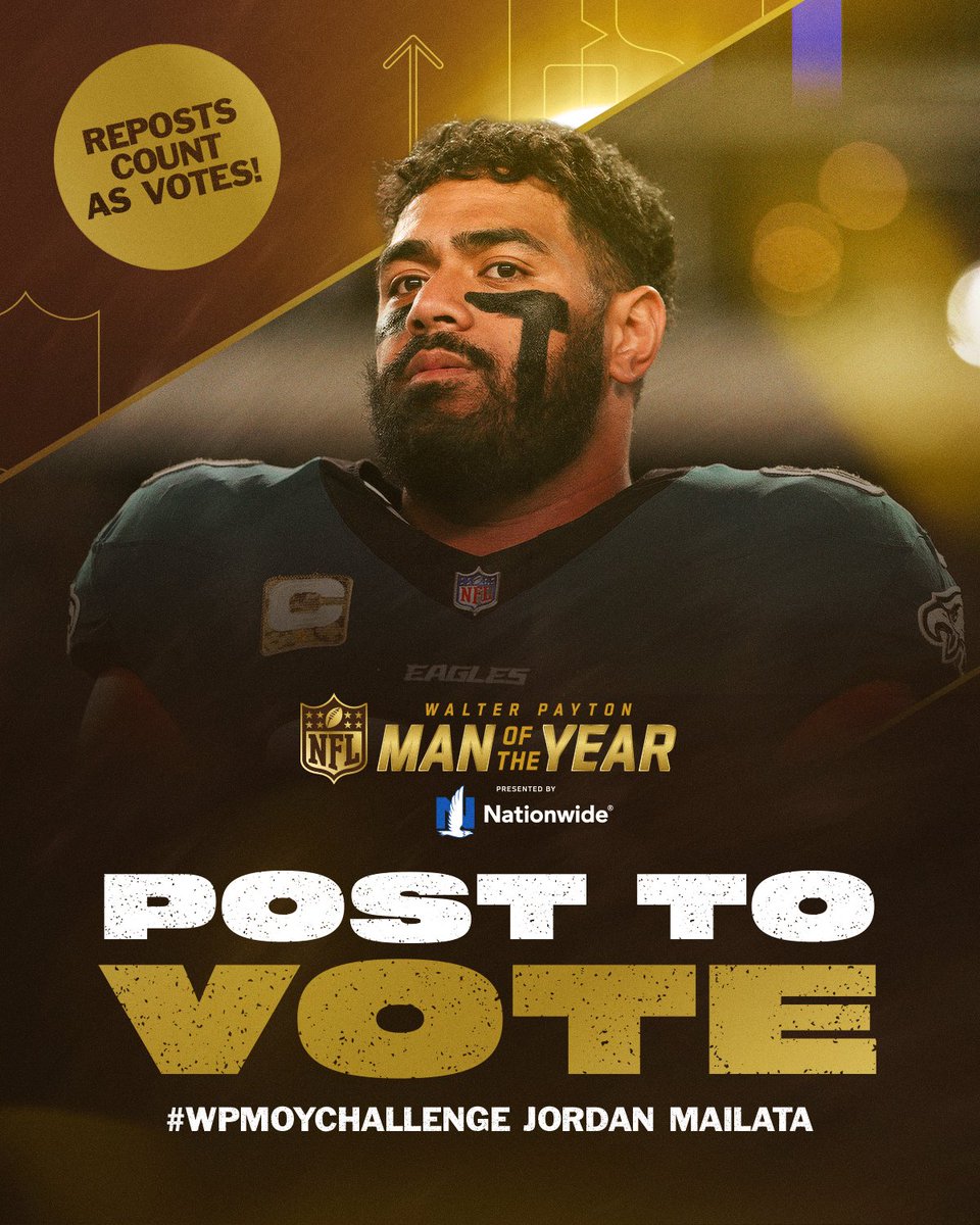 Eagles's tweet image. RT to help Jordan Mailata win $35k for the Philly Music Fest

@Nationwide | #WPMOYChallenge