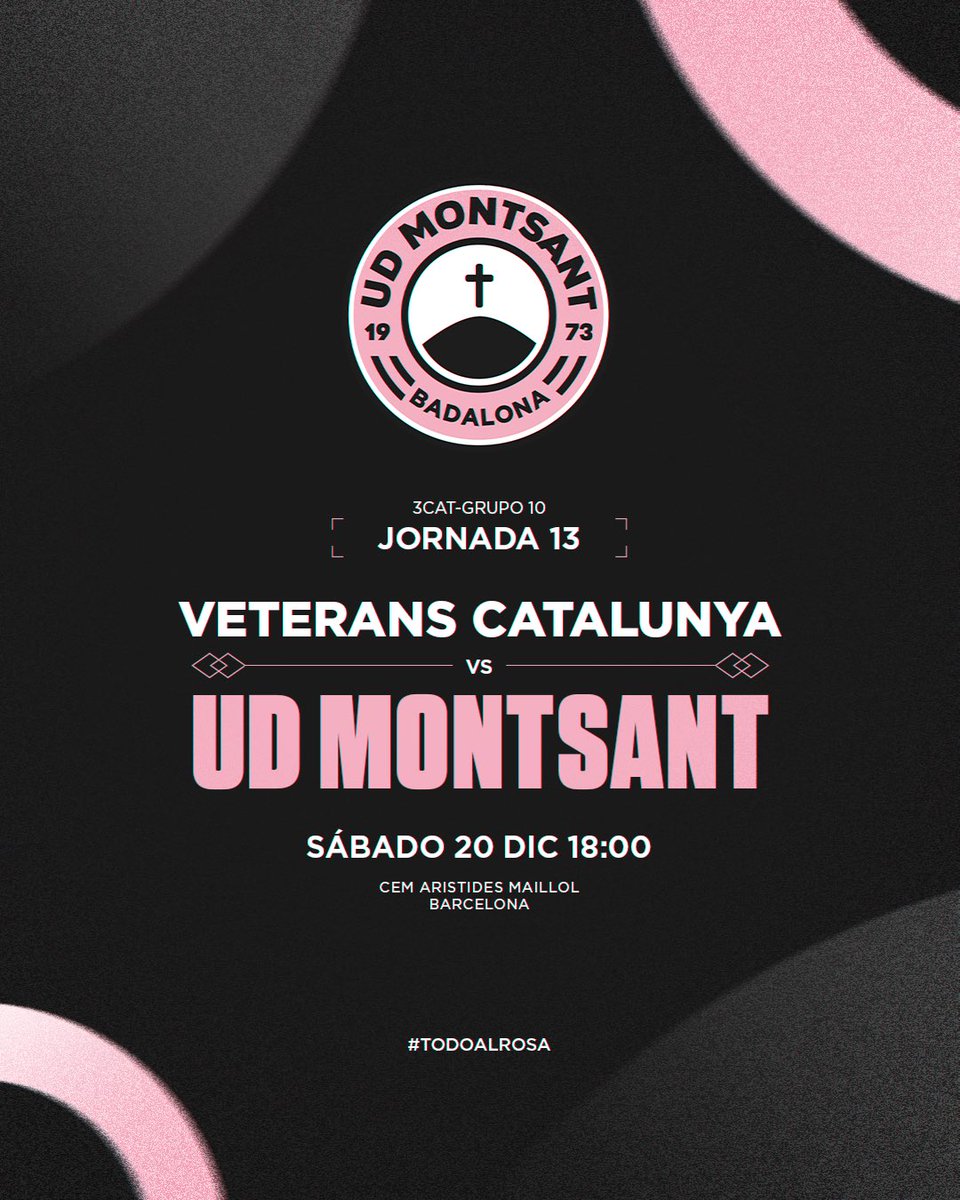 JORNADA 13.
Partido muy importante para sumar tres puntos y despedir el año con buenas sensaciones.
Contamos con vuestro apoyo el sábado a las 18:00 en Barcelona.
#TodoAlRosa #SentimientoMontsant #3cat10