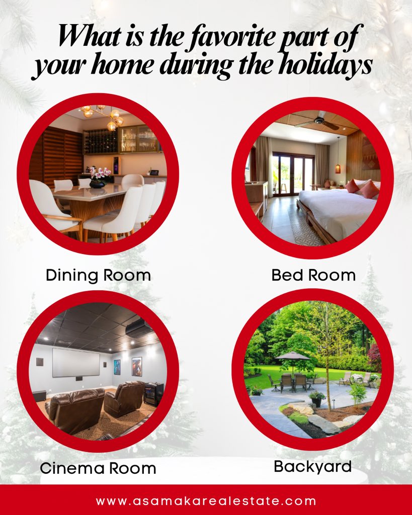 asamakarealty's tweet photo. The holidays have a way of changing how we experience our homes ✨
Where do your best moments happen?🏡

👇 Drop your pick in the comments

#HolidayAtHome #HomeMoments #LifestyleLiving #RealEstateVibes https://t.co/iRH5kztXZ5
