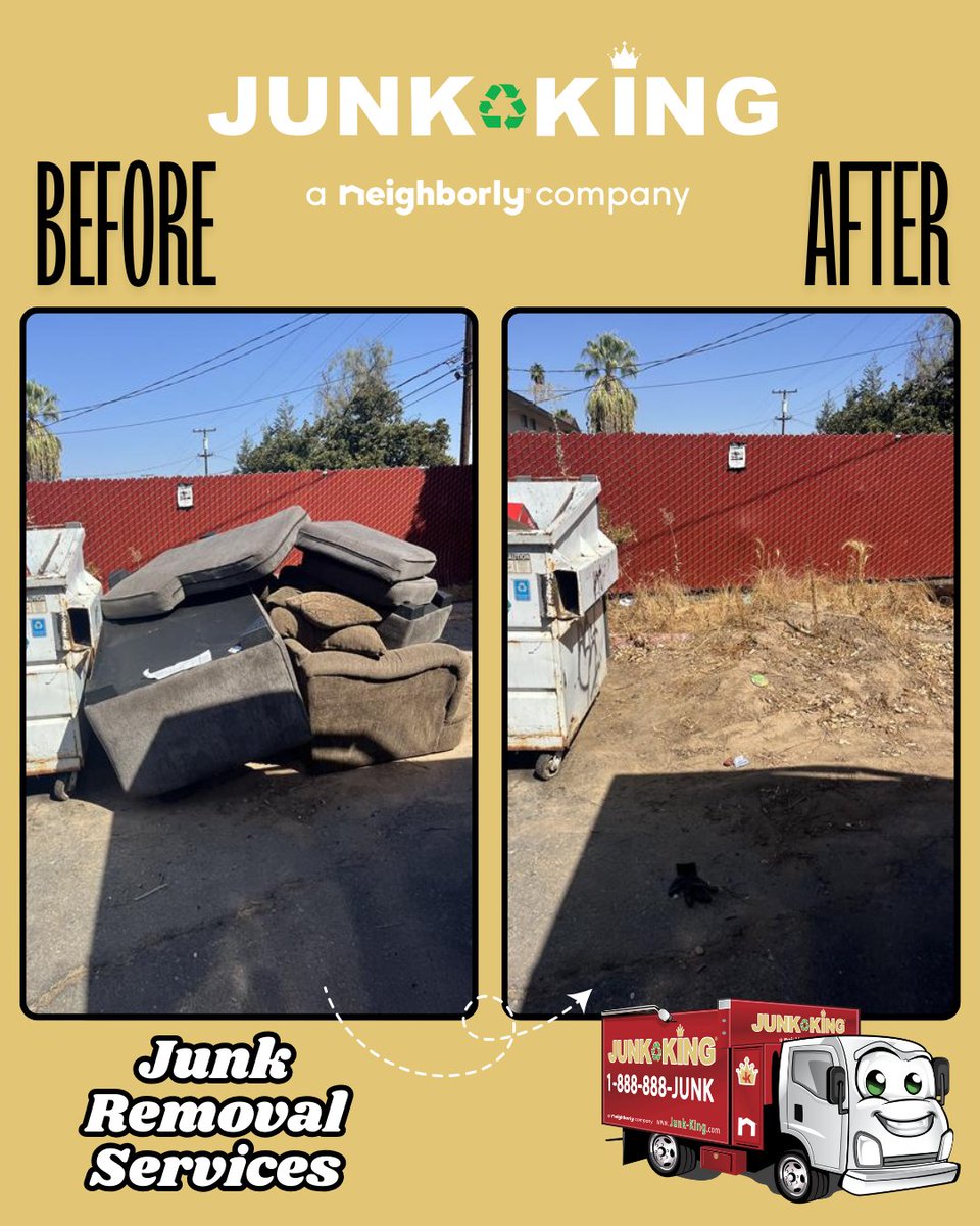 Don't let junk take over! Junk King Fresno makes it simple to remove unwanted items and refresh your space in Kings County. Let’s keep our community clean – call us today! ✨