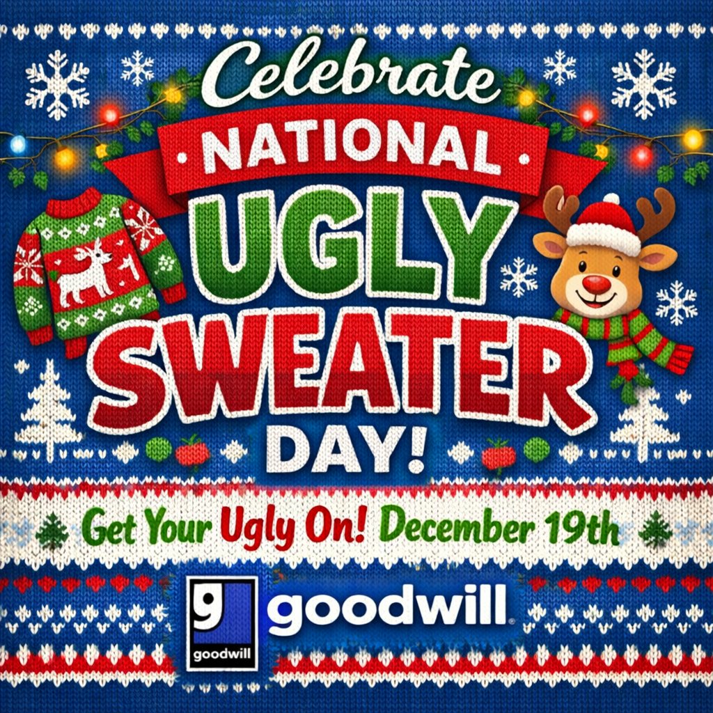 GoodwillNJ's tweet image. Hunt down your one-of-kind holiday sweater @ Goodwill! You never know what's in store. #goodwillfinds #happyholidays #donateshopchangelives