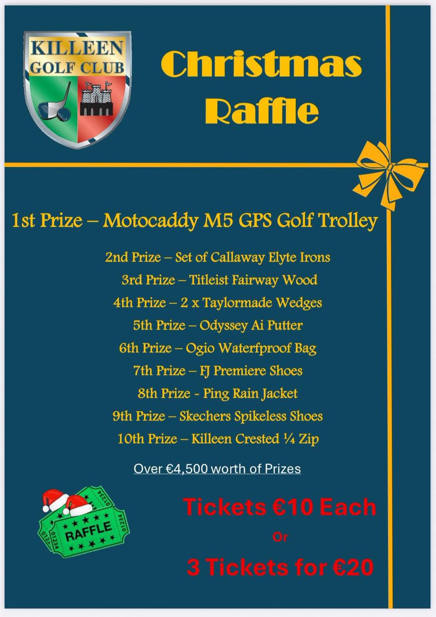 Just a reminder of the Draw that Is being promoted by Shane and the Pro Shop for Christmas. 

Some amazing prizes up for grabs.

🧑‍🎄🧑‍🎄🧑‍🎄🧑‍🎄