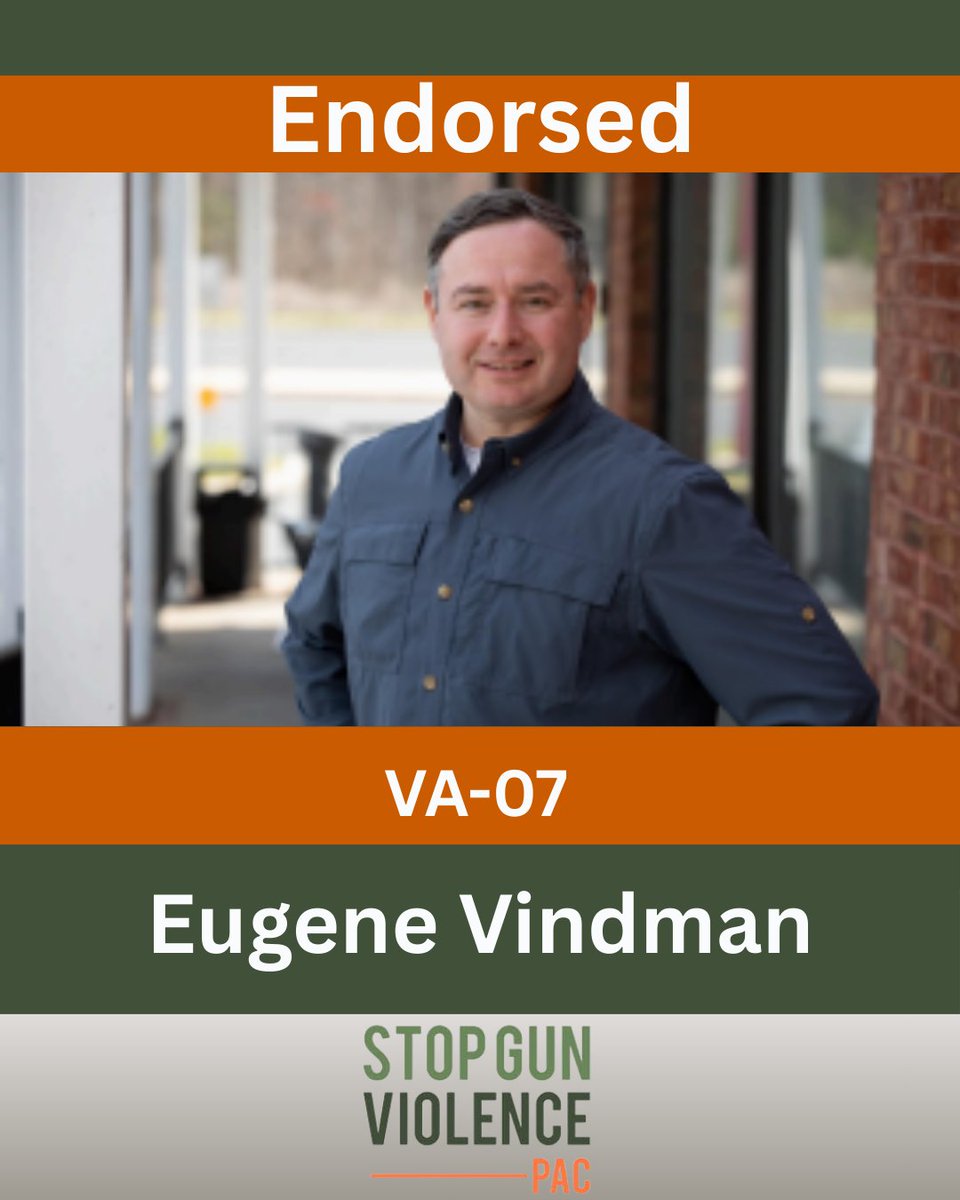 "Gun violence has no place in our communities, and I'm proud to partner with organizations like Stop Gun Violence PAC to fight for comment sense gun safety that keeps our kids and neighborhoods safe."

We are proud to endorse <a href="/YVindman/">Eugene Vindman</a>.