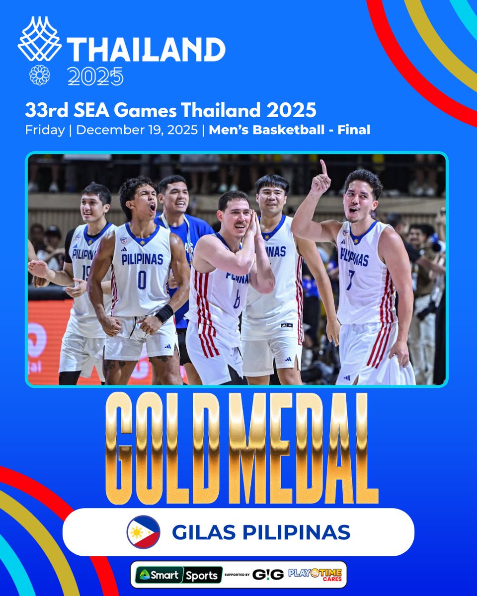 🏀🇵🇭🥇STILL THE GOLD STANDARD IN SOUTHEAST ASIA 🥇🇵🇭🏀

Gilas Pilipinas delivers when it matters most, powering past hosts Thailand in the final to claim the men’s basketball gold medal at the 33rd Southeast Asian Games!

📸 POC Media Pool

#SmartSports #SEAGames2025

***

Do