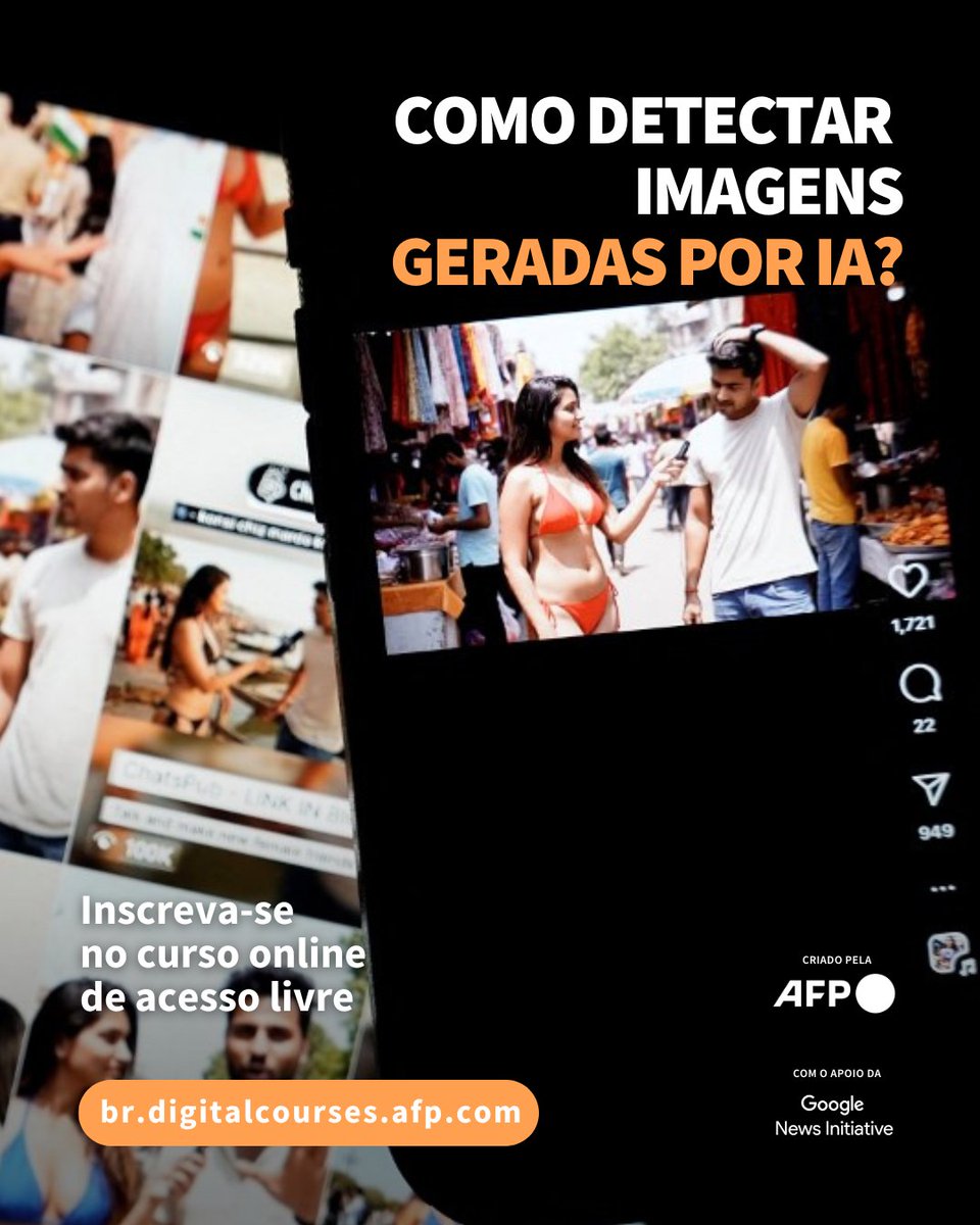 📰 A IA está transformando o jornalismo. Mas também está gerando novos riscos e potencializando a desinformação. 

🧐 Aprimore seu olhar crítico e prepare-se para levar sua carreira a um novo nível com o novo curso online da AFP. Inscreva-se sem custo➡️️ u.afp.com/ChecarIA