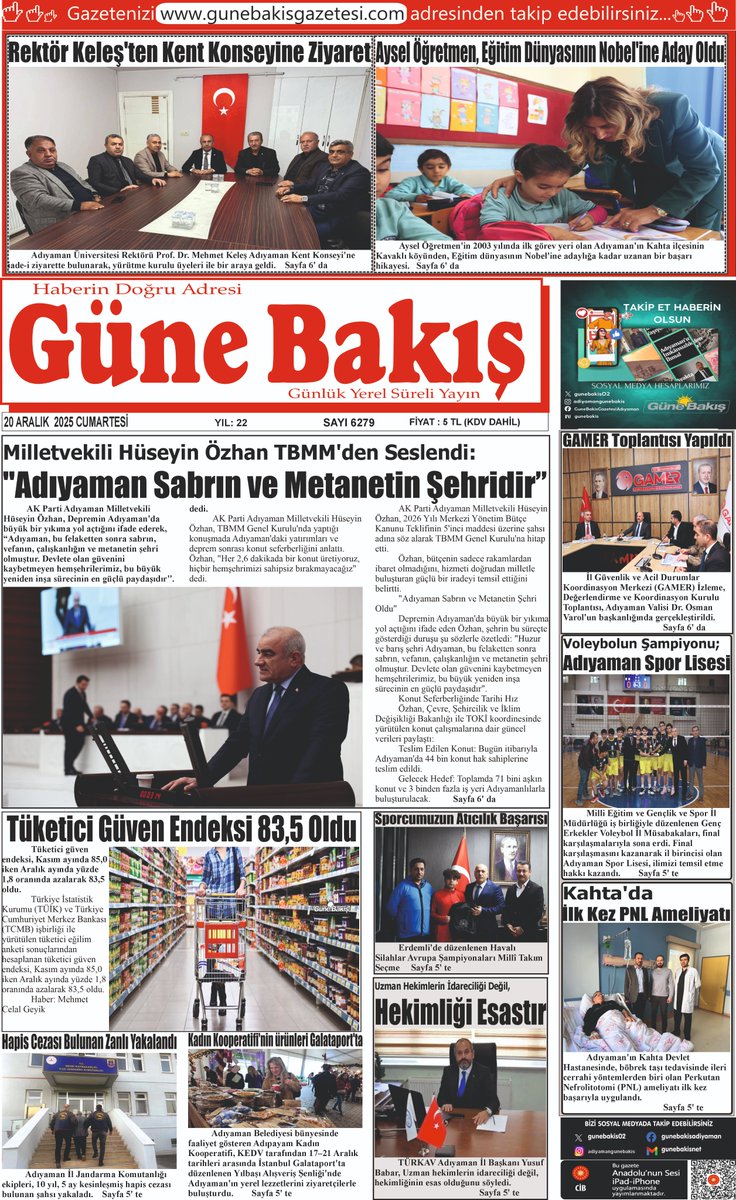 20 Aralık 2025 tarihli 
Güne Bakış Gazetesi

Güne Bakış Gazetesi Arşivi İçin Tıklayınız
👇
gunebakisgazetesi.com/arsiv
<a href="/HuseyinOzhan_/">Hüseyin Özhan</a> <a href="/sinantemel/">Sinan TEMEL 🇹🇷</a> <a href="/adyu2006/">Adıyaman Üniversitesi (ADYÜ) 🎓</a> <a href="/profmehmetkeles/">Prof. Dr. Mehmet Keleş</a> <a href="/abdulkerimisik/">ABDULKERIM ISIK</a> <a href="/avukatahmetisik/">Av. Ahmet IŞIK</a> <a href="/adiyamangovtr/">Adıyaman Valiliği</a> <a href="/adiyamanmem/">Adıyaman İl Millî Eğitim Müdürlüğü</a> <a href="/GSB_Adiyaman/">Adıyaman Gençlik ve Spor İl Müdürlüğü</a> <a href="/B1970n/">Hüseyin ELÜSTÜ</a> <a href="/ali_tosun77/">Ali TOSUN</a>