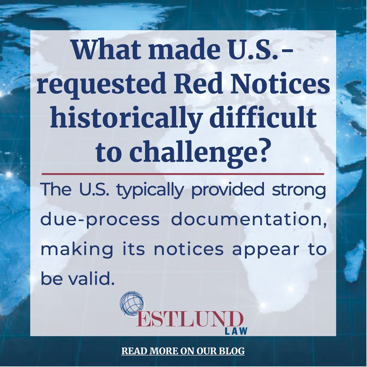 What made U.S.-requested Red Notices historically difficult to challenge? #MichelleEstlund has a proven track record of success with #INTERPOL cases, and she uses that knowledge every day to help clients get their lives back. 

Read our post found @ bit.ly/3Y7R4fw