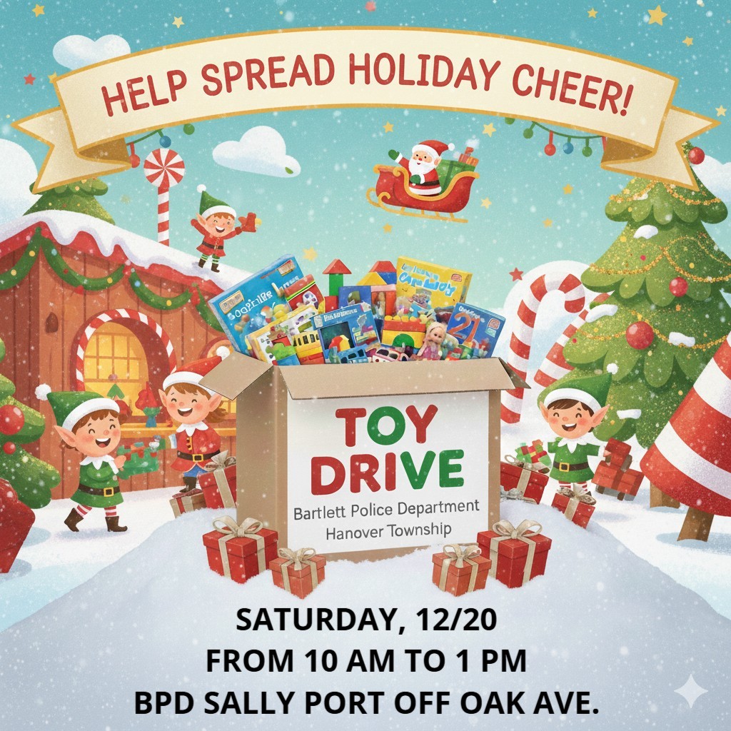 bartlettil's tweet photo. 🧸The Bartlett Police Department Toy Drive is tomorrow!
🪀Please drop off toys at the police department's Sally Port off of Oak Avenue on Saturday, 12/20 from 10am-1pm. https://t.co/AU2yKkBpOW
