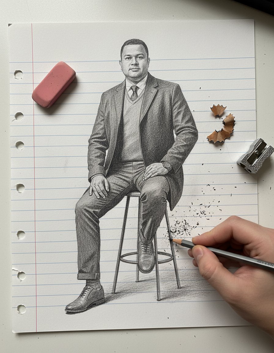 asiveme's tweet image. Using AI : Pencil sketch on textured white notebook paper #AsiveChowdhury #LearnWithAsive #AsiveMe