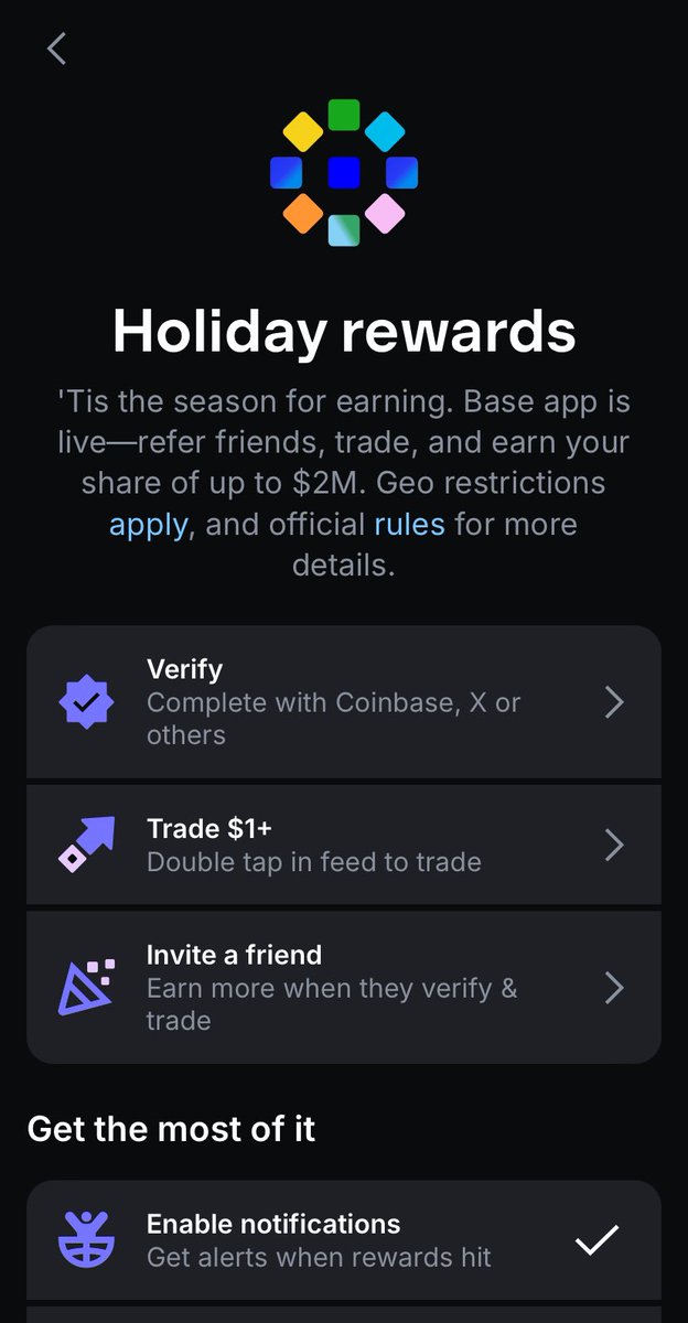 Airdrop Update‼️ 

<a href="/baseapp/">Base App</a> on <a href="/base/">Base</a> is running a $2M airdrop campaign 

Guide on how to position:

• Download app: base.app/invite/mrdesti… (use vpn if not working for you)

• Create account and click the wallet icon 

• Verify your base app with any of the 4 options