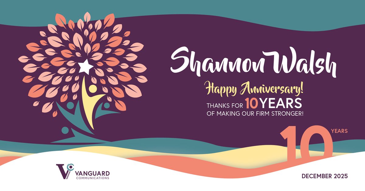 VanComm's tweet image. We love celebrating milestone anniversaries at Vanguard! 🎉 Associate Director Shannon Walsh is celebrating 🔟 years! 🥳 VC &amp;amp; our clients are so lucky to have you on our team! Cheers to the next 10 years!