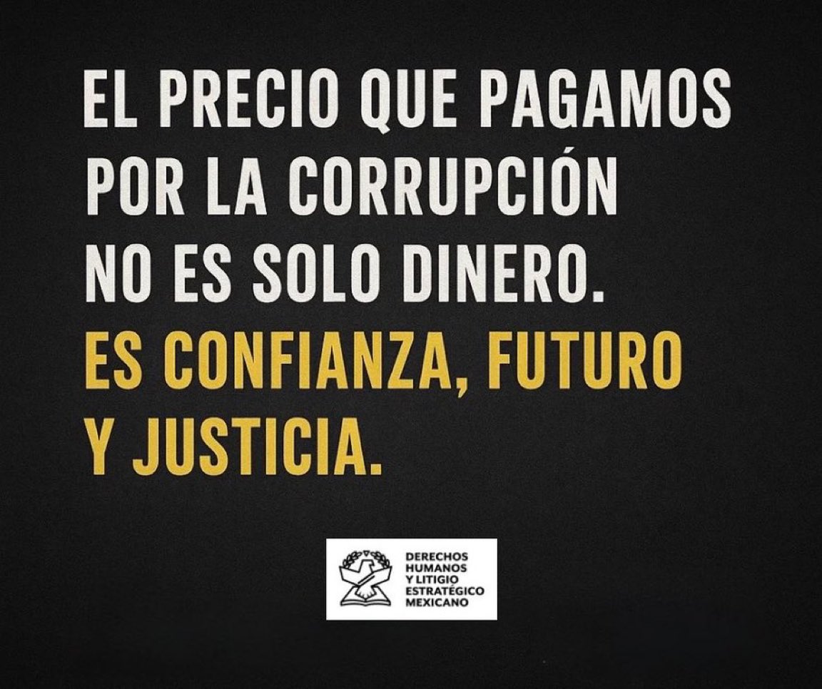 “El precio de la corrupción no solo se mide en dinero, sino en confianza, futuro y justicia.”

La transparencia es una obligación, no una opción.
#MéxicoTransparente #NoALaCorrupción