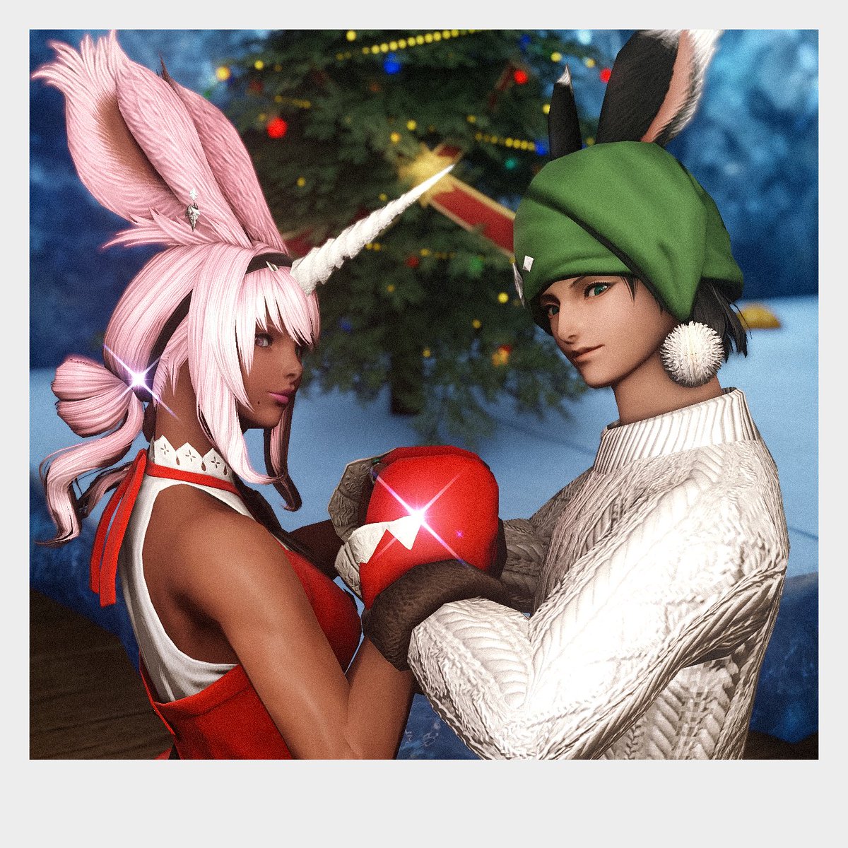 Juniper got a super cutie 🥰 pic of us last night!!!!

#FFXIV <a href="/saitoshiia/">Saitoshiia</a> #viera #ThePinkBunnicorn #PinkLoveBunnies #FinalFantasyXIV #FF14