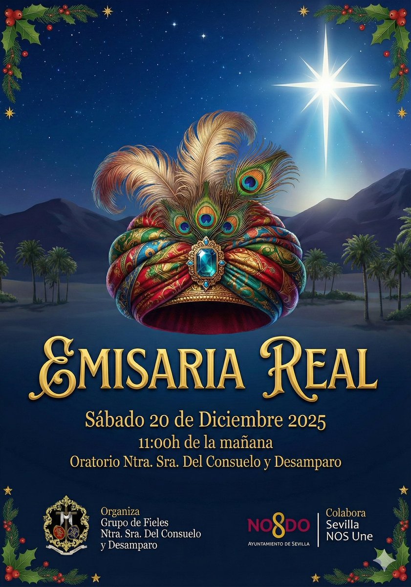 🎄Mañana es el gran día🎄

¿Te vienes a entregarle la carta a la Emisaria Real? A partir de las 11:00h empezamos desde el Oratorio de Ntra. Sra. Del Consuelo y Desamparo.

Beduinos, charanga, confeti, ilusión, risas, vente, lo pasaremos genial como todos los años.