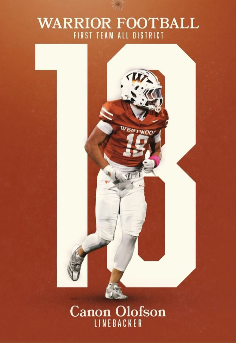 CanonOlofson's tweet image. Grateful to receive All-District 25-6A First team, Academic All-District, and Defensive MVP for my team. Big thanks to my teammates and coaches. 

@CoachWard2 
@rolandogarzajr 
@caseycarter_93 
@WWHSWarrior