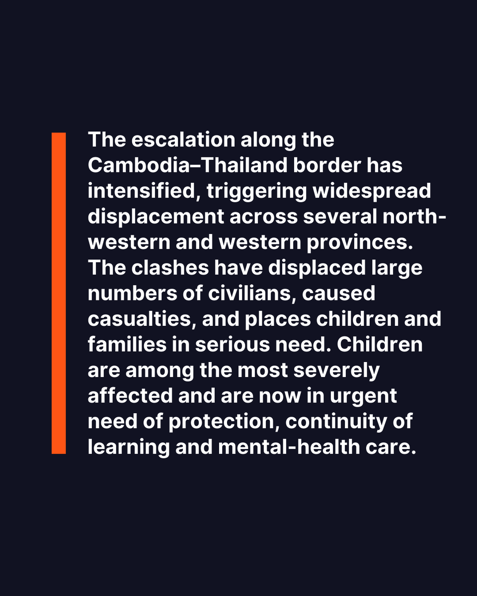 WorldVision's tweet image. World Vision’s teams in Cambodia and Thailand are responding to the renewed border dispute along the Cambodia–Thailand border. We are providing life-saving and child-focused assistance in affected provinces. 

Learn more: ow.ly/xIxt50XMIg4