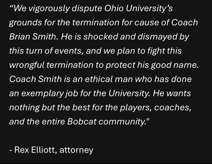 OhioUBarstool's tweet photo. EXCLUSIVE: From what I’ve been hearing from insiders in the courthouse in Athens Brian Smith was living in the Ohio U Inn on campus after his divorce which was just finished up in court. I think the University handled it wrong. Thoughts?🤔

Statements from Brian’s attorney⬇️ https://t.co/oICnTYSlSZ