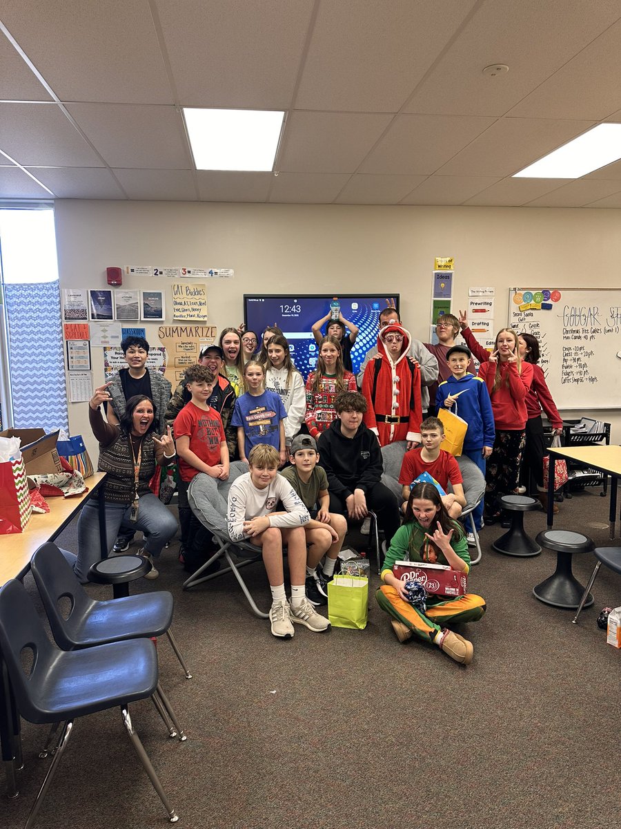 First annual “Grizzmek” (Grizzle &amp; Samek) Christmas party! 
Such a fun last day! Merry Christmas, Cougar nation!🎄💙  <a href="/CrossCounty1/">Cross County</a>