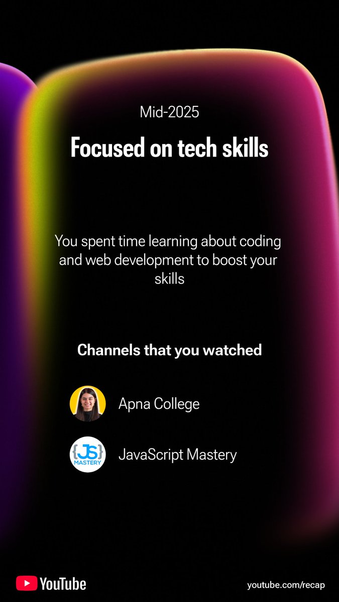 amanhaidry's tweet image. My #Youtuberecap2025 
• @ApnacollegeX for learning.
• @jsmasterypro  for projects.
• @codesistency for projects.
From 2 different accounts (for laptop &amp;amp; mob)

#CodingJourney #CodingLife #codingtutor