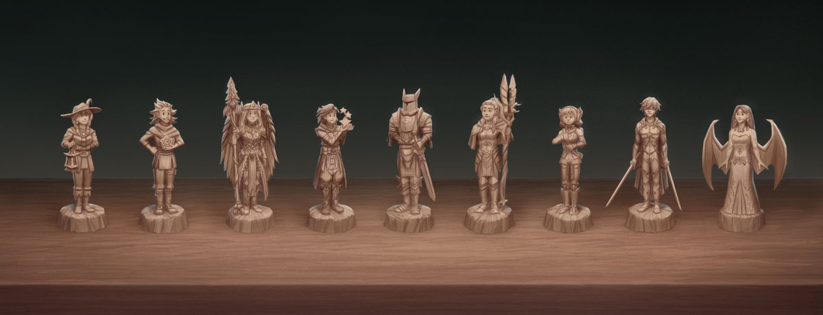 NinthCloudArt's tweet image. This year's wood carving figurines for @RsArtCommunity 🪵