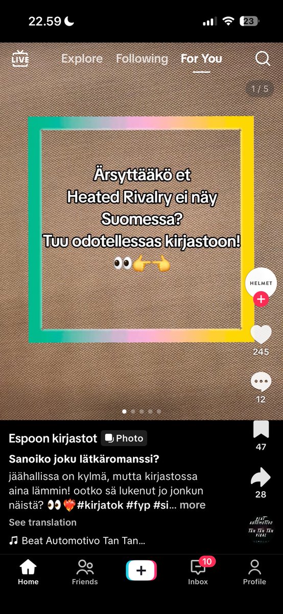 Просто пост библиотеки эспоо: Раздражает, что в финляндии нельзя посмотреть сериал о геях хоккеистах. Приходите к нам. У нас есть книжка 😭