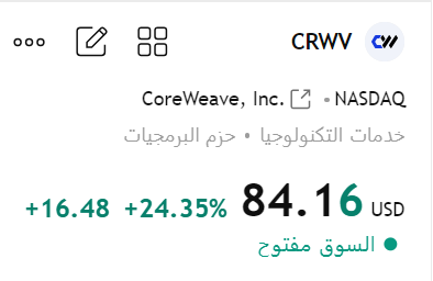 من قسم البريميوم

#CRWV 
25% و لله الحمد